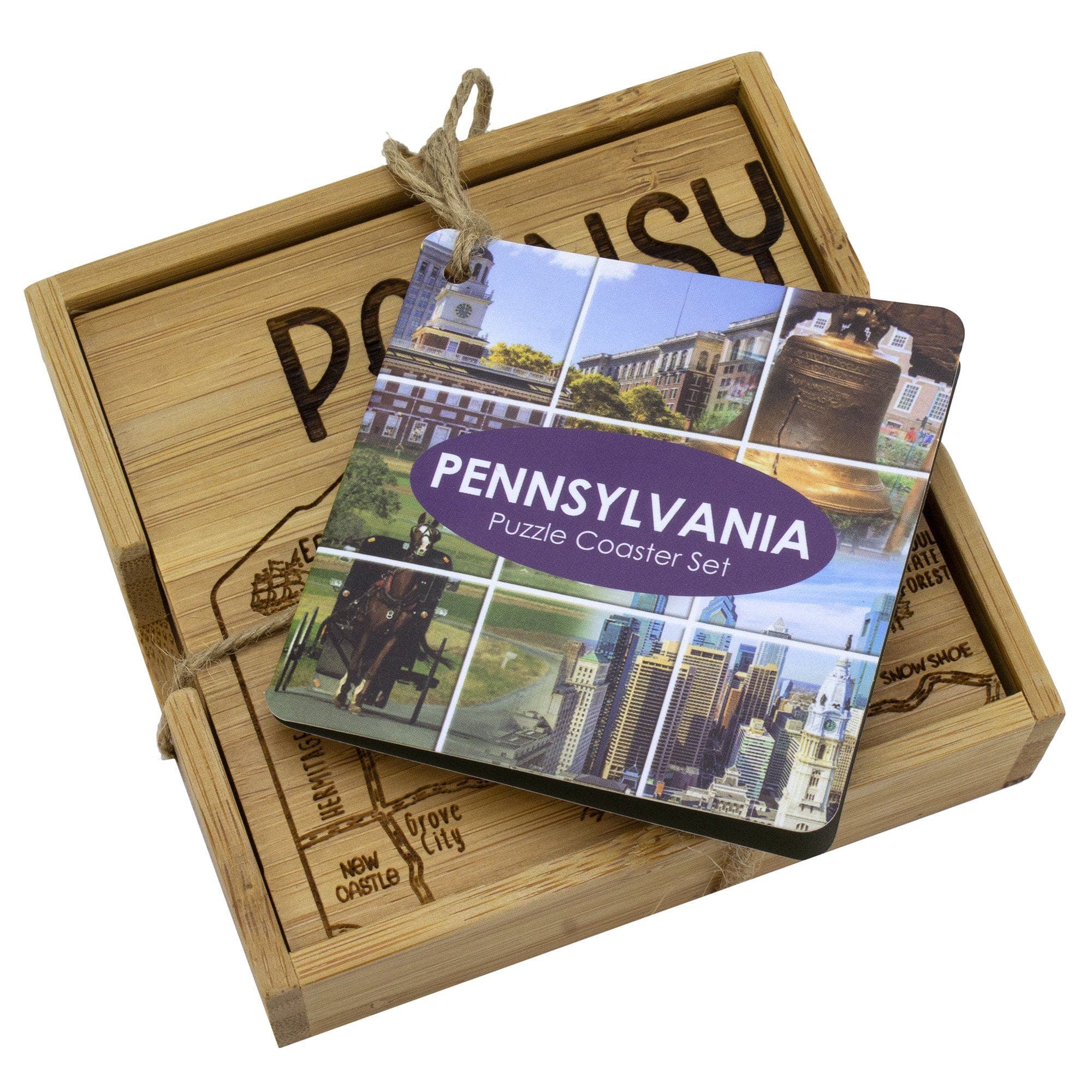 Totally Bamboo Pennsylvania State 4-Pc. Coaster Set with Case