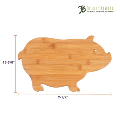 Totally Bamboo Pig Shaped Bamboo Serving and Cutting Board, 15-5/8" x 9-1/2"