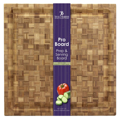 Totally Bamboo Pro Board Bamboo Carving and Cutting Board with Juice Groove, 16" x 16" x 2"