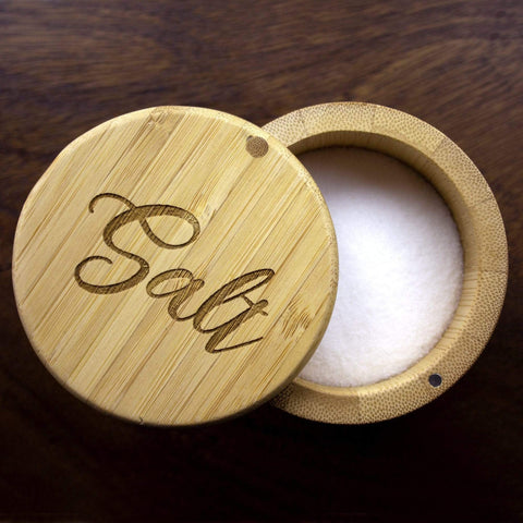 Totally Bamboo "Salt" Script Engraved Salt Box