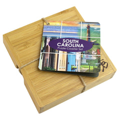 Totally Bamboo South Carolina State Puzzle 4 Piece Bamboo Coaster Set with Case