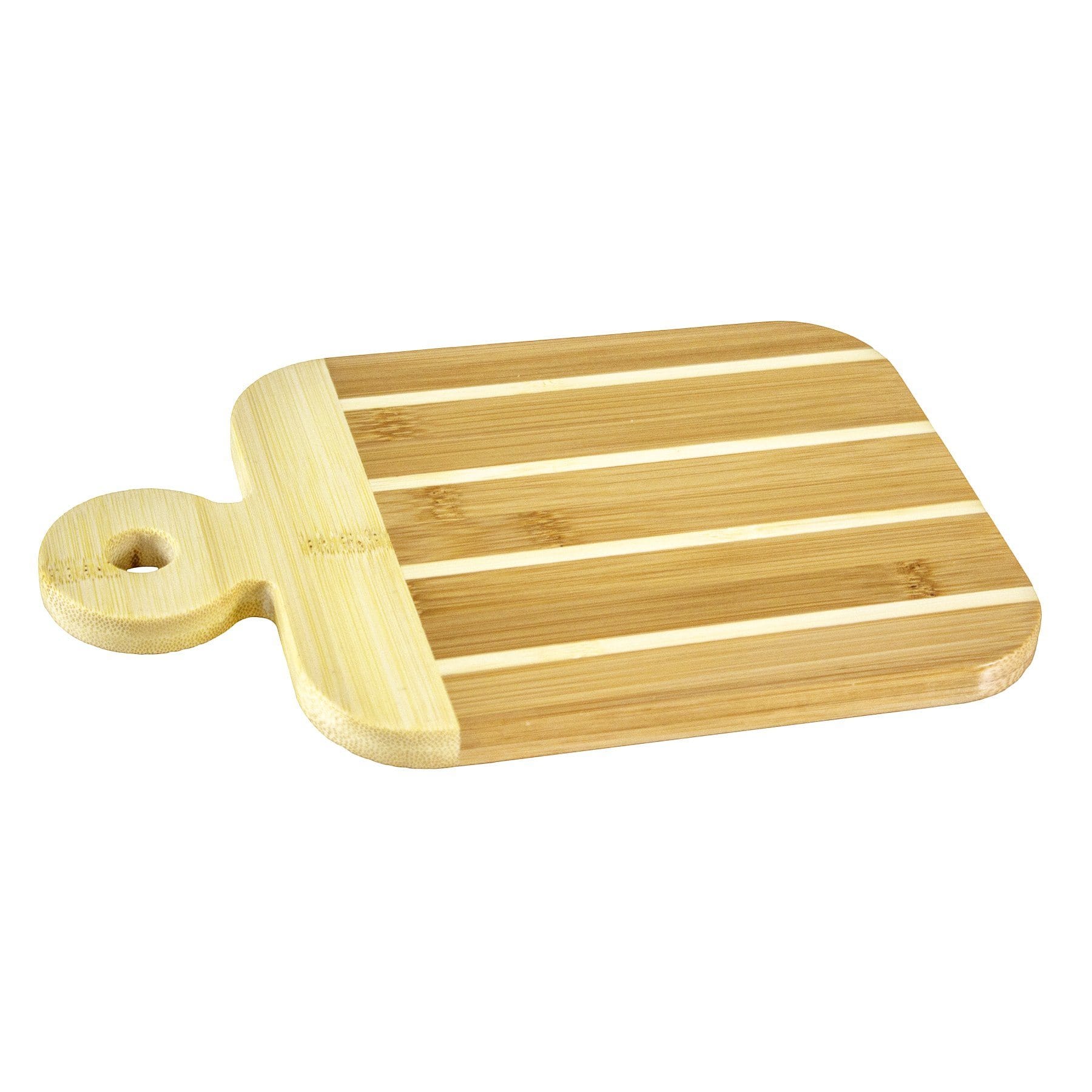 Totally Bamboo Striped Paddle-Shaped Bamboo Bar Prep Board, 9" x 6"