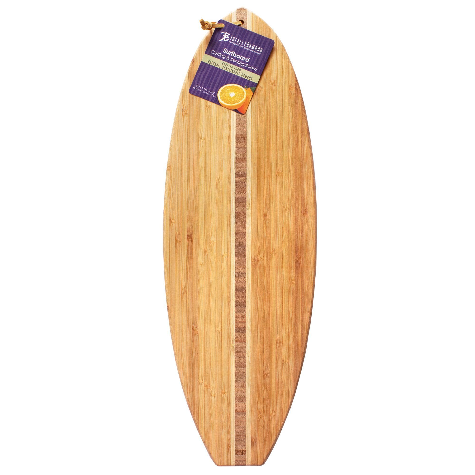 Totally Bamboo Lil' Surfer Surfboard Shaped Serving and Cutting Board 