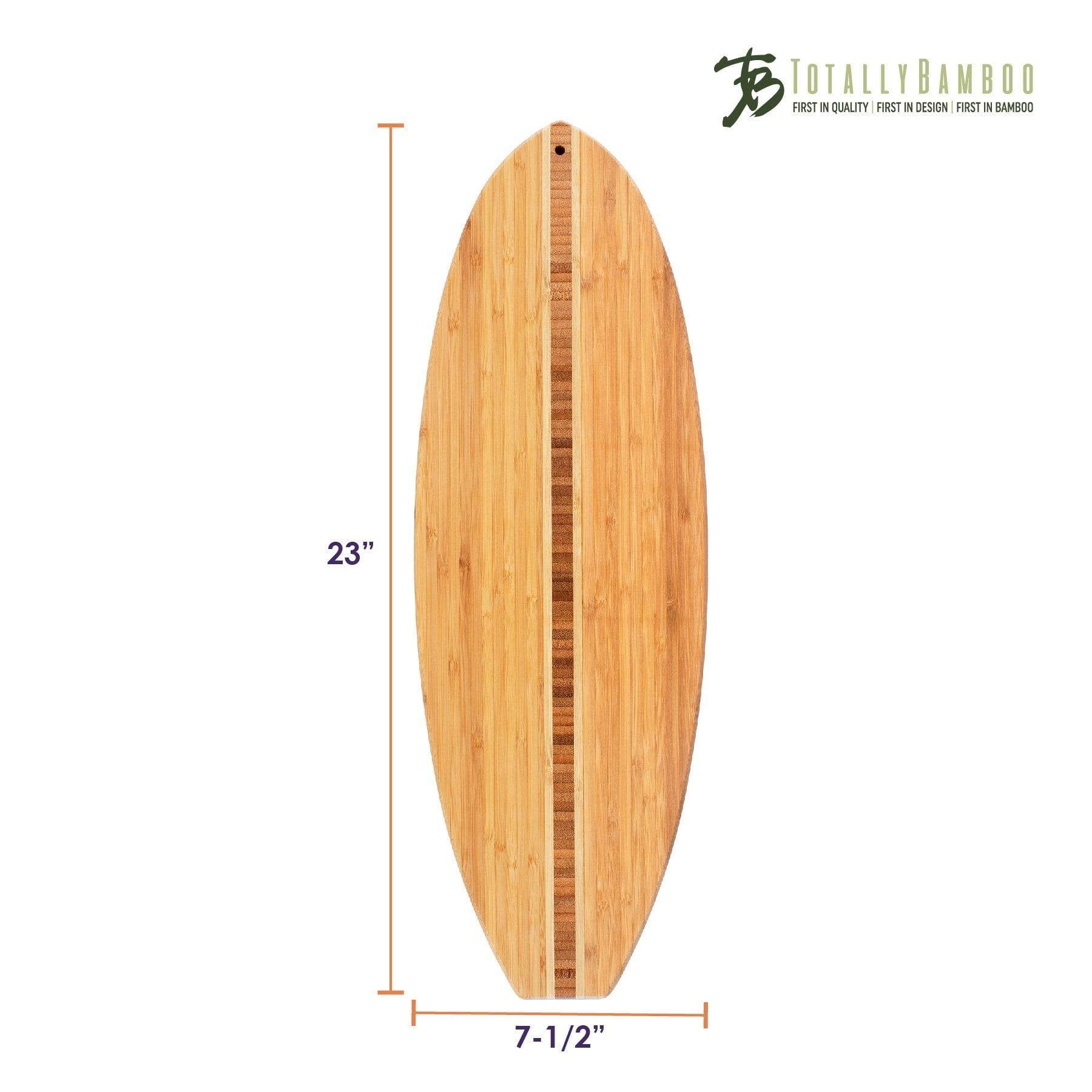Tropical Bamboo Surfboard Shaped Cutting Board: Pineapple Stamp