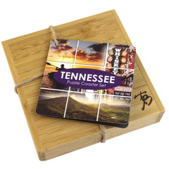 Totally Bamboo Tennessee State Puzzle 4 Piece Bamboo Coaster Set with Case