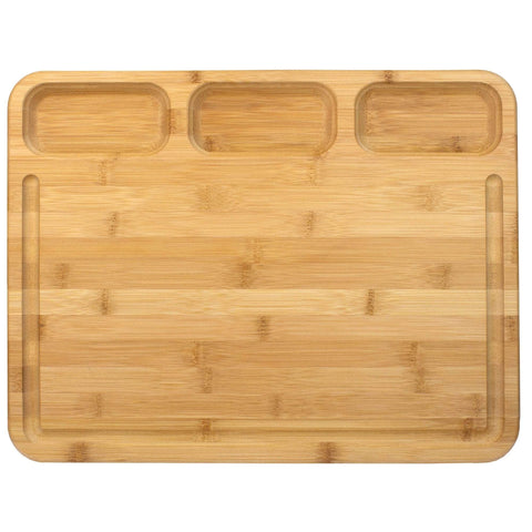 Totally Bamboo Totally Bamboo 3 Well Kitchen Prep Cutting Board with Juice Groove, 17-1/2" x 13-1/2"