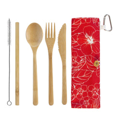 Totally Bamboo Totally Bamboo Take Along Reusable Utensil Set with Hibiscus Flower Travel Case