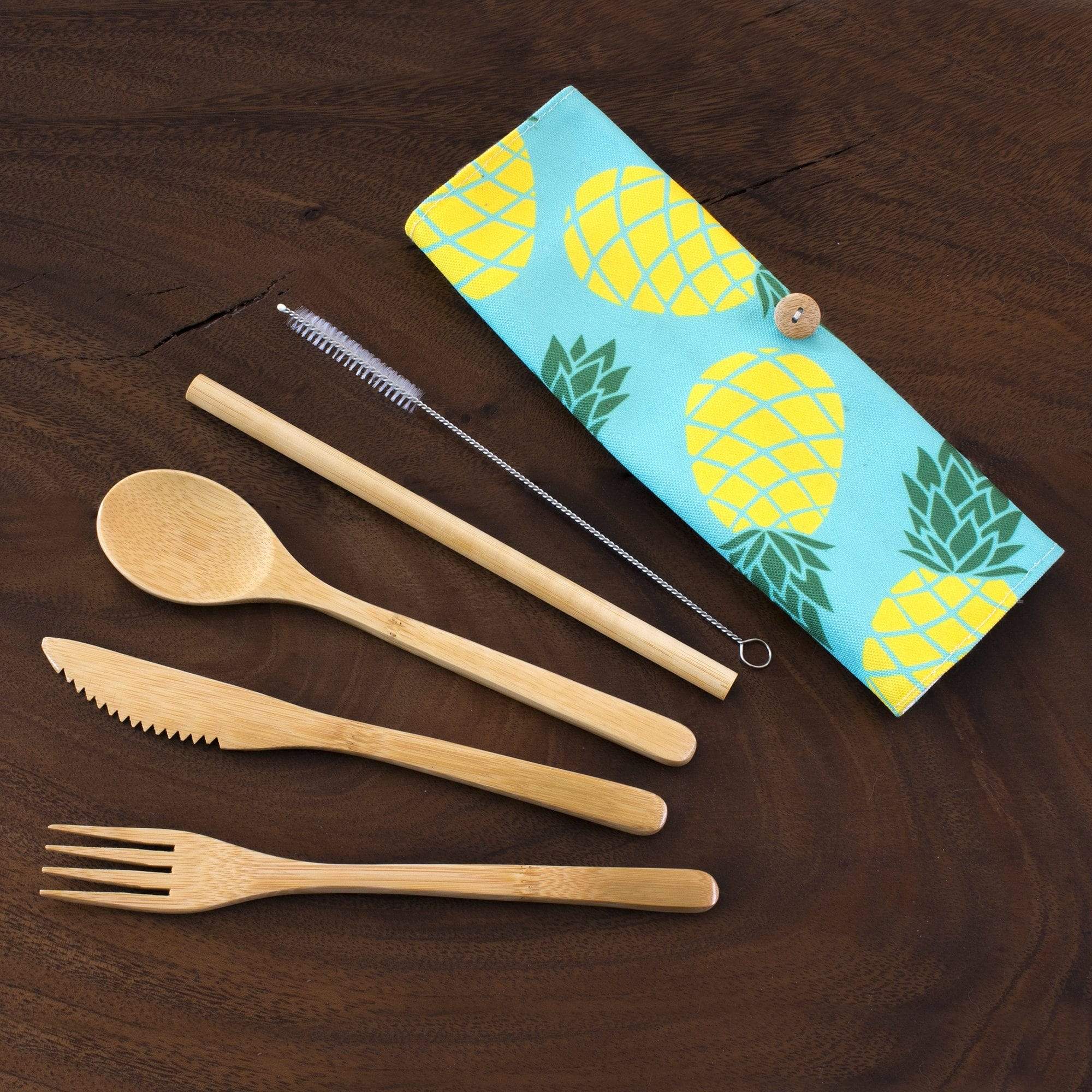 Totally Bamboo Take Along Reusable Utensil Set with Pineapple Style Travel Case