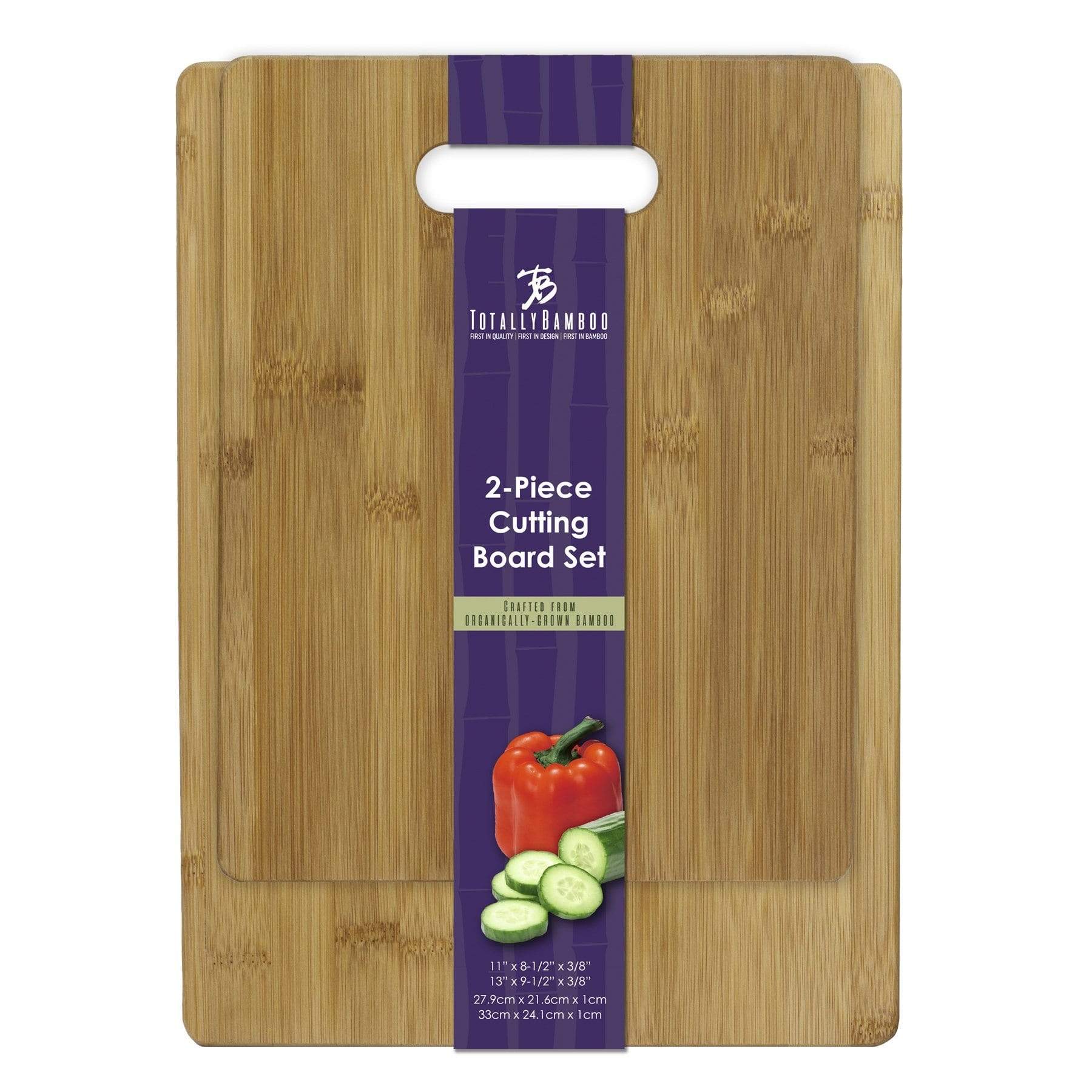 Totally Bamboo Two-Piece Bamboo Cutting Board Set, 13" x 9-1/2" and 11" x 8-1/2"