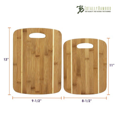 Totally Bamboo Two-Piece Striped Bamboo Cutting Board Set, 13" x 9-1/2" and 11" x 8-1/2"