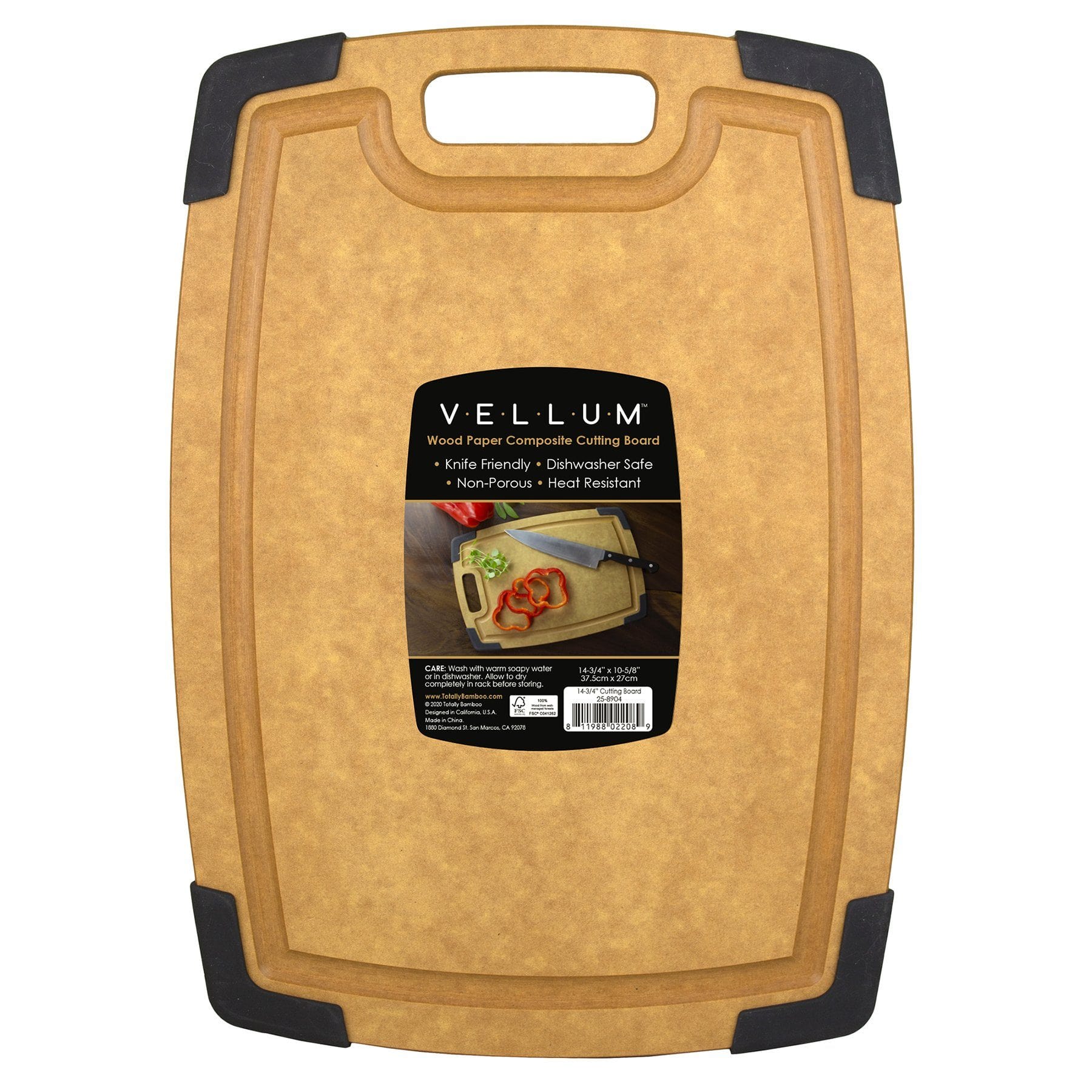 Totally Bamboo Vellum™ Wood Paper Composite Cutting Board with Juice Groove, 14-3/4" x 10-5/8" | Dishwasher Safe | Non-Skid