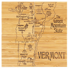 Totally Bamboo Vermont State Puzzle 4 Piece Bamboo Coaster Set with Case