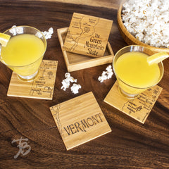 Totally Bamboo Vermont State Puzzle 4 Piece Bamboo Coaster Set with Case