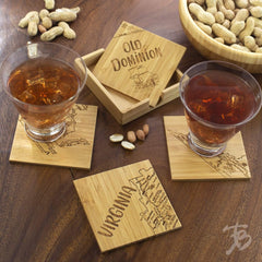 Totally Bamboo Virginia State Puzzle 4 Piece Bamboo Coaster Set with Case