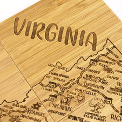 Totally Bamboo Virginia State Puzzle 4 Piece Bamboo Coaster Set with Case