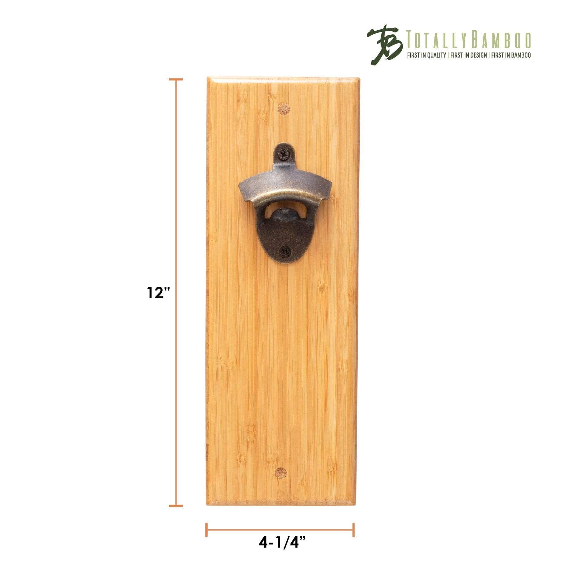Totally Bamboo Wall Mounted Bottle Opener with Magnetic Cap Catcher