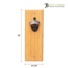 Totally Bamboo Wall Mounted Bottle Opener with Magnetic Bottle Cap Catcher