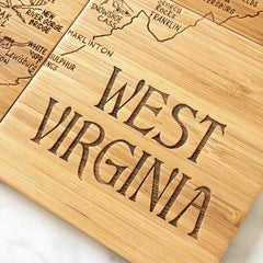 Totally Bamboo West Virginia State Puzzle 4 Piece Bamboo Coaster Set with Case