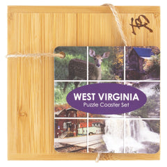 Totally Bamboo West Virginia State Puzzle 4 Piece Bamboo Coaster Set with Case