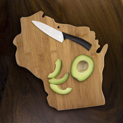 Totally Bamboo Wisconsin State Shaped Bamboo Serving and Cutting Board