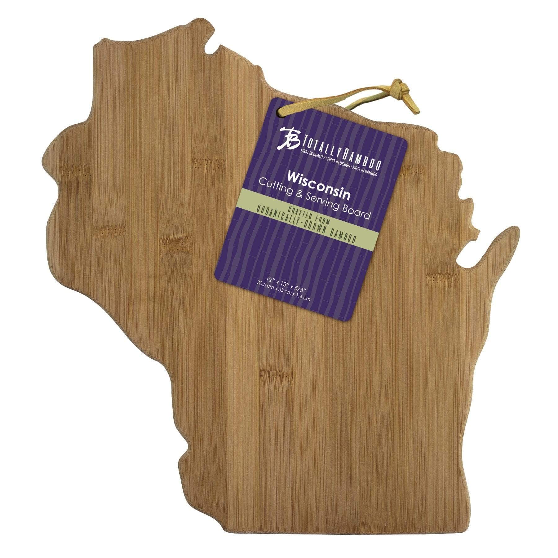 Totally Bamboo Wisconsin State Shaped Bamboo Serving and Cutting Board